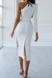 Loorain - Sweet Elegant Solid Zipper Oblique Collar Dresses(3 Colors)