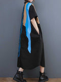 Loorain - Cotton Art Print Short Sleeve Shirt Dress
