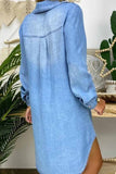 Loorain - Buttoned Pockets Design Denim Dress