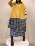 Loorain - All Your Memories Ethnic Floral Print Midi Sweatshirt Dress