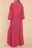 Loorain - Casual Vintage Solid Fold Turndown Collar Shirt Dress Dresses