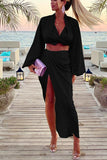 Loorain - Striking Beauty Drape Satin Dress Suit