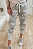 Loorain - Casual Camouflage Print Draw String Capris Patchwork Bottoms(3 Colors)
