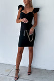 Loorain - Always A Muse Ruffle Suspenders Corset Bodycon Mini Dress