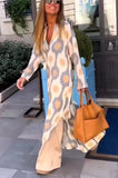 Loorain - Morning Wishes Abstract Leopard Print Long Sleeve Shirt Maxi Dress