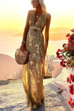 Loorain - Golden Sunset Stories V-neck Maxi Dress