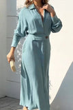Loorain - Know Your Worth Linen Blend Pocketed Slit Shirt Midi Dress