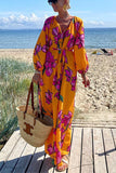 Loorain - Sedona Sunset Floral Pocketed Belted Loose Maxi Dress