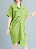 Loorain - Cotton Short Sleeves Shirt Dress