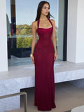 Mozision Elegant Backless Sexy Maxi Dress For Women Fashion Lace-up Sleeveless Bodycon Club Party Evening Long Dress New