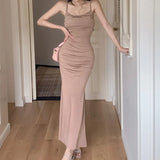 Elegant Party Dresses for Women Sexy Evening Bodycon Dress Long Sleeveless Dress Backless Female Black Korean Fashion