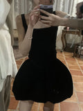 Korean Style Summer Elegant Ballet Mini Dress Black Sexy Hot Sweet Y2k A-line Dress Women Retro High Waist Fashion Dress