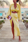 Loorain - Striking Beauty Drape Satin Dress Suit