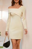 Loorain - Sweet Elegant Asymmetrical Collar Pencil Skirt Dresses(4 Colors)