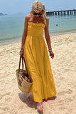 Loorain - Phuket Sunsets Smocked Bust Off Shoulder Vacation Maxi Dress