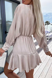 Loorain - Sweet Elegant Solid Flounce V Neck A Line Dresses(5 Colors)