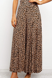 Loorain - Casual Leopard Capris Straight High Waist Wide Leg Full Print Bottoms