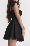 Loorain - Lace Patchwork Strappy Corset Dress