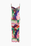 Loorain - Abstract Cowl Neck Plisse Maxi Dress