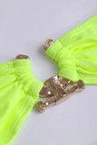 Loorain - Contrast Tube Top And Slit Skirt Set