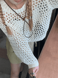 Loorain - Crochet Knit Y2K Long Sleeve Crop Top