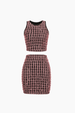 Loorain - Texture Cropped Tank Top And Mini Skirt Set