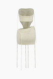 Loorain - V-Shape Knit Strapless Top And Foldover Mini Skirt Set