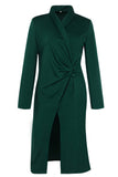 Loorain - Sweet Elegant Slit Turndown Collar Wrapped Skirt Dresses(4 Colors)