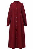 Loorain - Street Solid Mandarin Collar Shirt Dress Dresses(3 Colors)