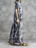 Loorain - Tie Dye Drawstring Plus Size Maxi Dress