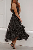 Loorain - Parisian Nights Applique Butterfly Tulle Lace-up Back Midi Dress