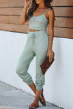 Loorain - Sportswear Daily Solid Frenulum U Neck Sleeveless Two Pieces(4 Colors)