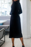 Loorain - Sweet Elegant Slit Turndown Collar Wrapped Skirt Dresses(4 Colors)
