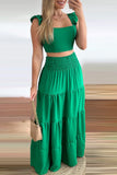 Loorain - Casual Solid Backless Square Collar Sleeveless Two Pieces