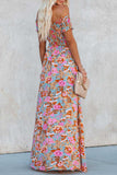 Loorain - Elegant Vacation Floral Patchwork Off the Shoulder Printed Dress Dresses