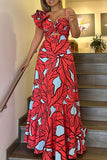 Loorain - Elegant Print Patchwork Spaghetti Strap Printed Dress Dresses