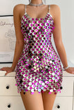 Loorain - Sexy Patchwork Sequins Chains Backless Spaghetti Strap Sleeveless Dress Dresses
