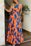 Loorain - Casual Print Backless Halter Long Dress Dresses