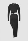 Loorain - Cut Out Asymmetric Hem Midi Dress