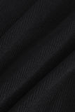 Loorain - Rib Knit Short Sleeve Slit Midi Dress